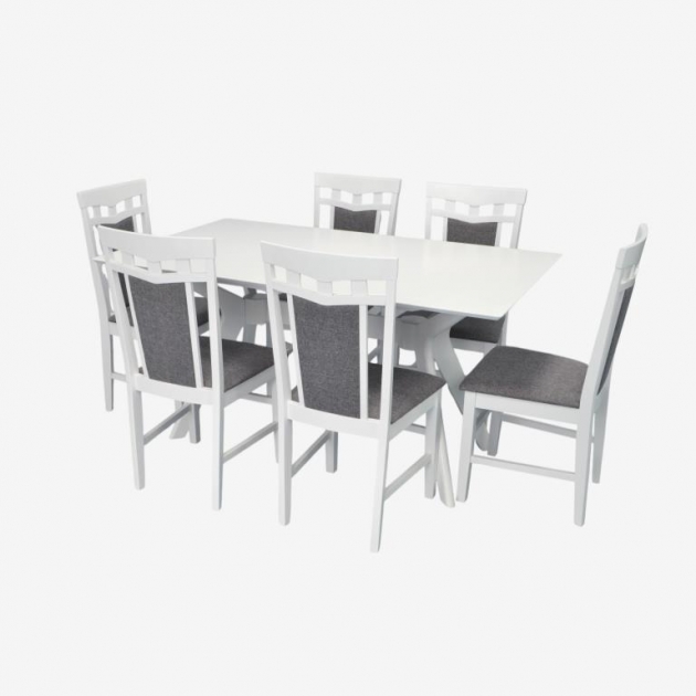 Raffles Rectangular White + 6 Deepa R White/NV-10WP Grey