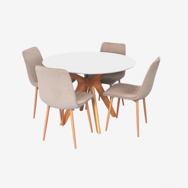 Raffles Round White/Bella beech + 4 XR-154Wo Light beige 8