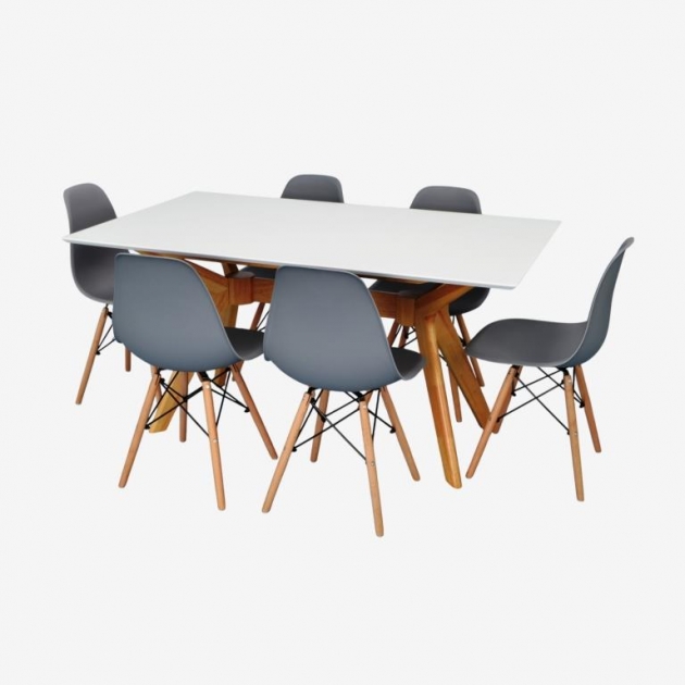 Raffles Rectangular White/Bella beech + 6 LC-021 Grey